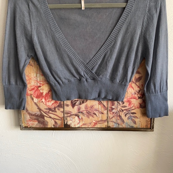 FREE PEOPLE STRETCH SLATE BOHO CROP TOP SWEATER M - Picture 7 of 10